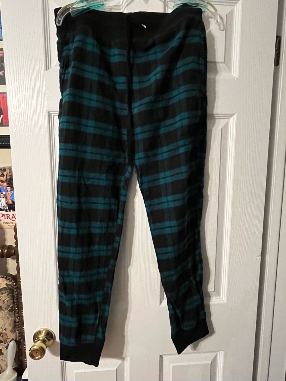 Women’s Black & Teal Plaid pajama pants